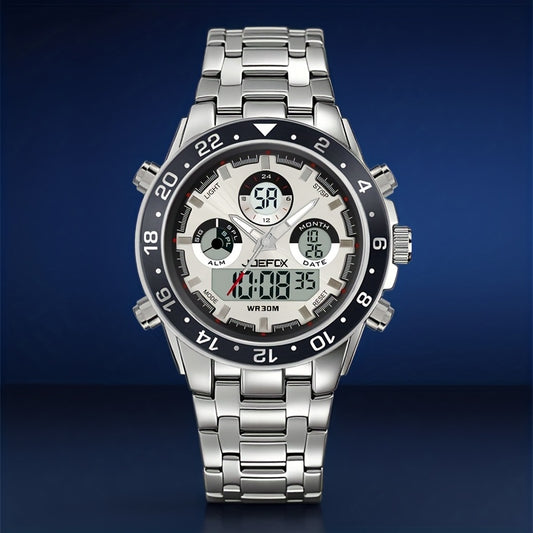 JOEFOX The Navigator Sport Watch — Silver Black Dial — Active Lifestyle Watch