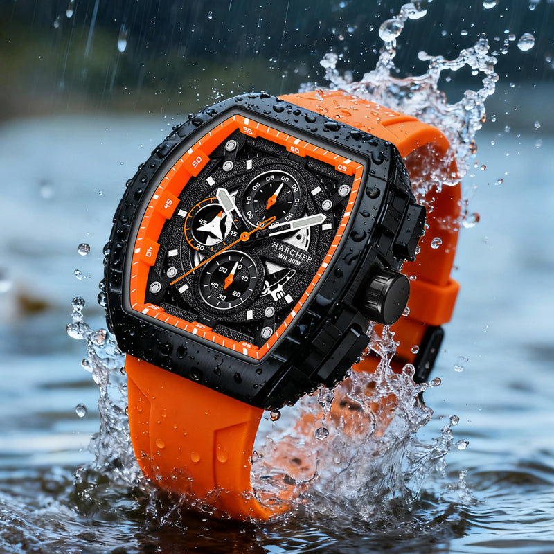 JOEFOX The Racer Chronograph Watch — Detail — Silicone Strap Buckle — IP68 Water Resistant
