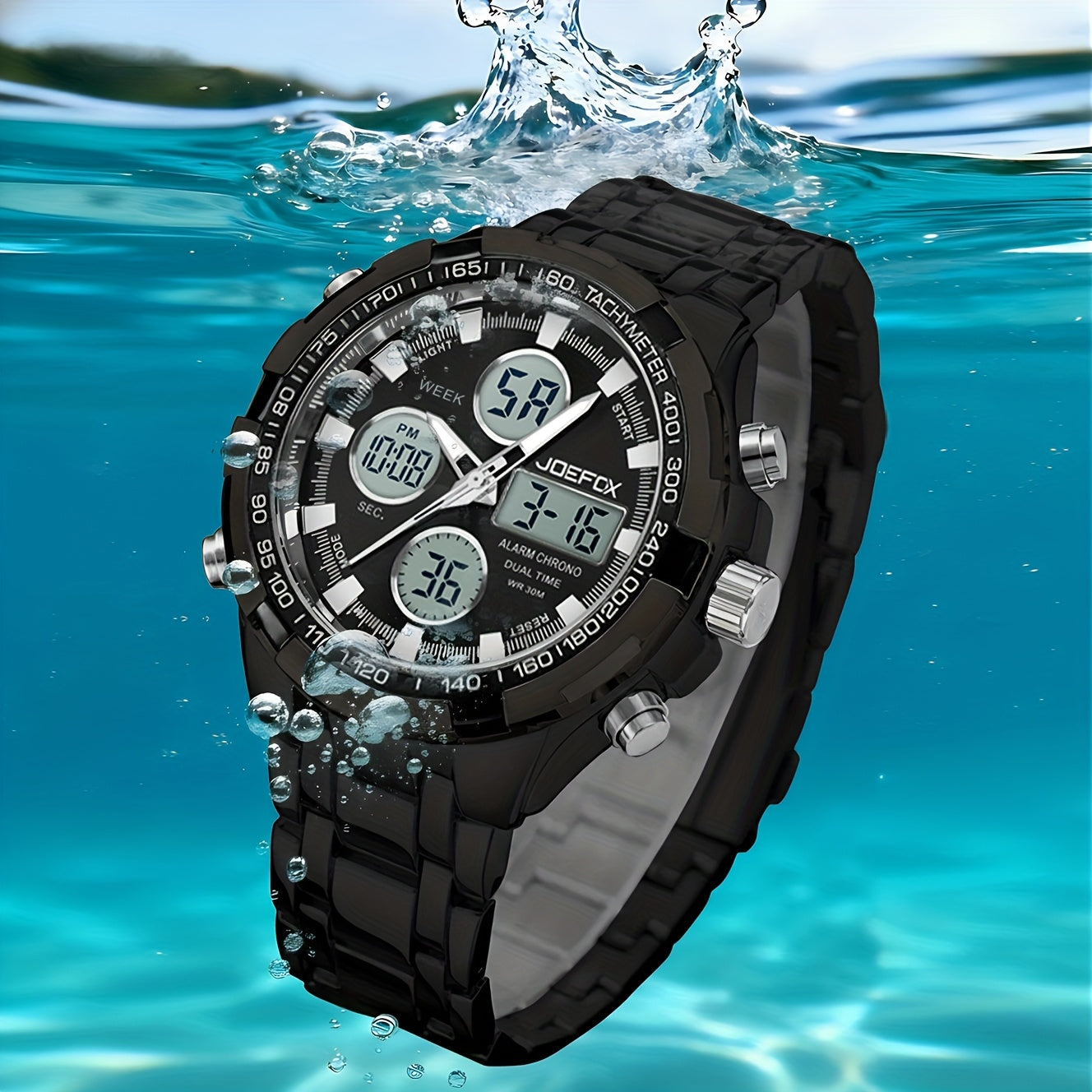 JOEFOX The Guardian Stainless Steel Watch — Black Black Dial — Durable Sport Watch