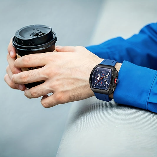 HARCHER The Racer Quartz Chronograph Watch — Blue Silicone Band — Modern Sport Watch